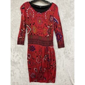 Etro Dress‎ Women's 44 Red Art To Wear Made In Italy Sheath Pencil Old Money